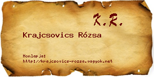 Krajcsovics Rózsa névjegykártya